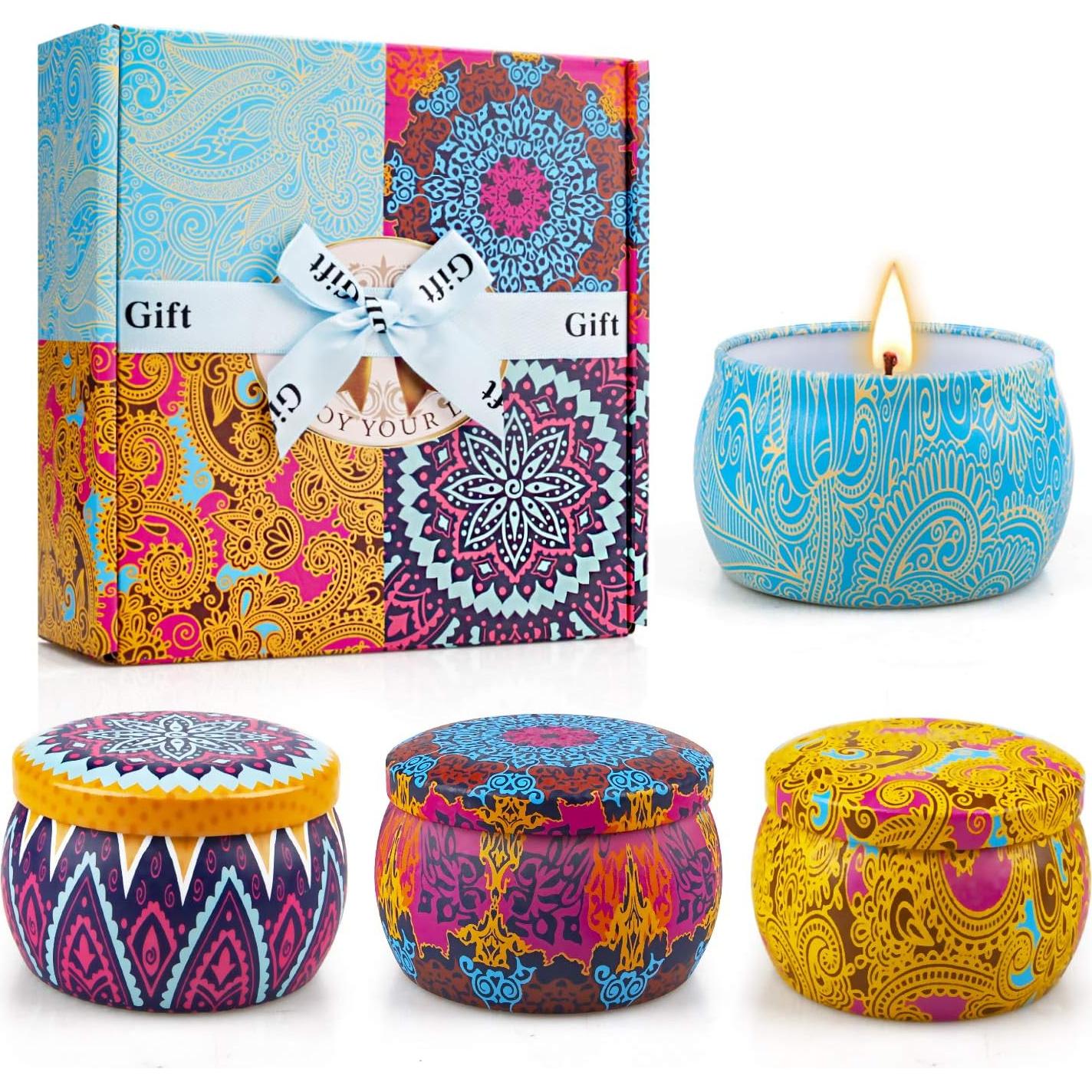 Juego de Velas Aromáticas YINUO LIGHT 4 Pack 120h Cera Soja