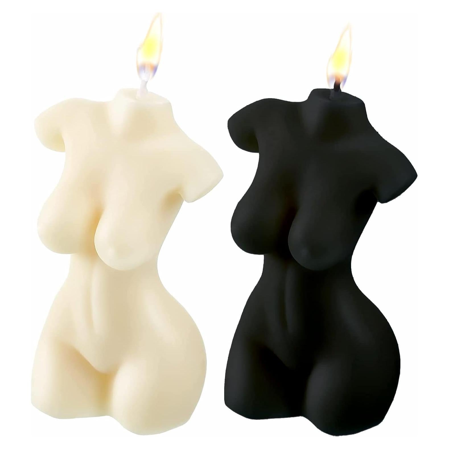 2 Velas Decorativas Cuerpo Femenino Itechpanda Blanco Negro