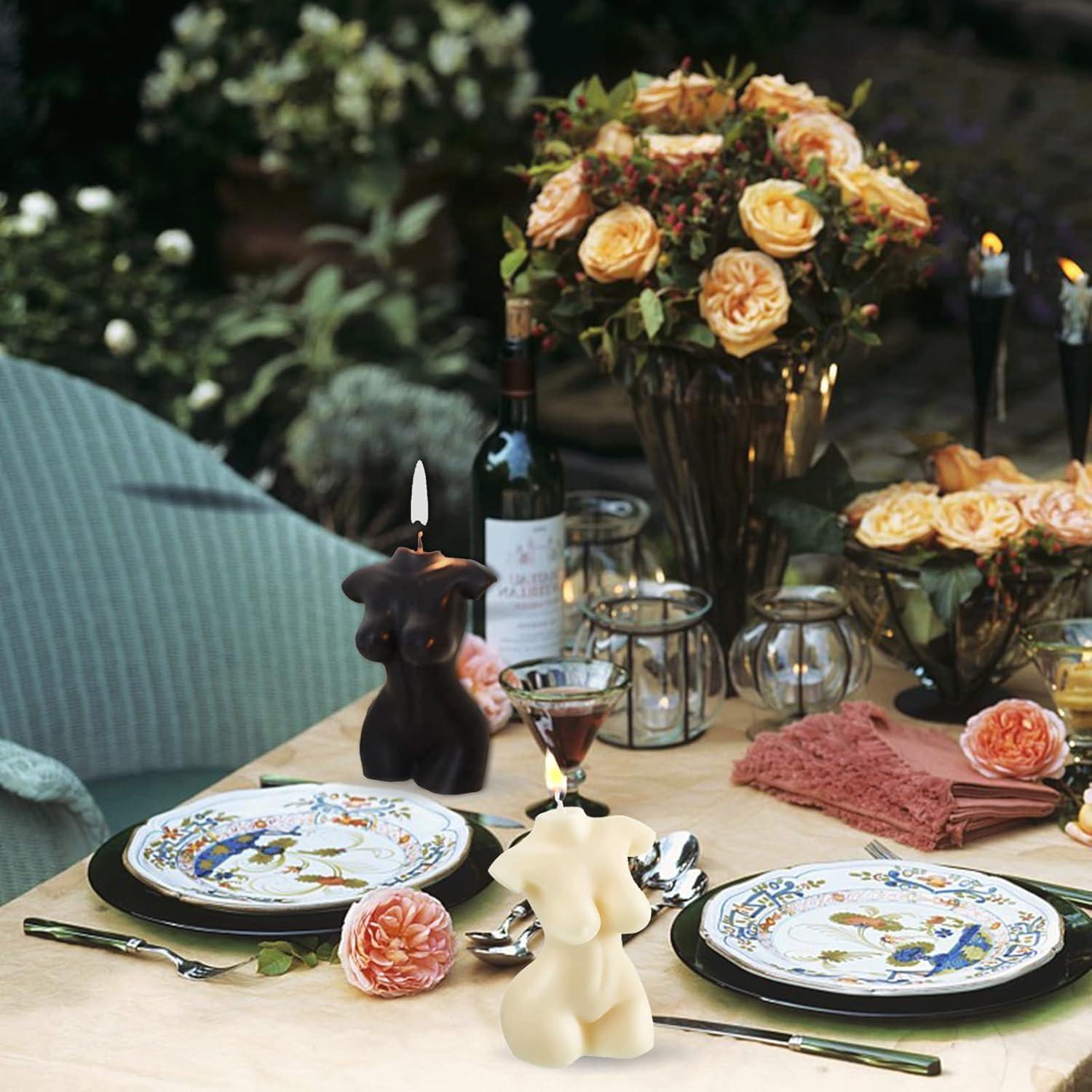 2 Velas Decorativas Cuerpo Femenino Itechpanda Blanco Negro