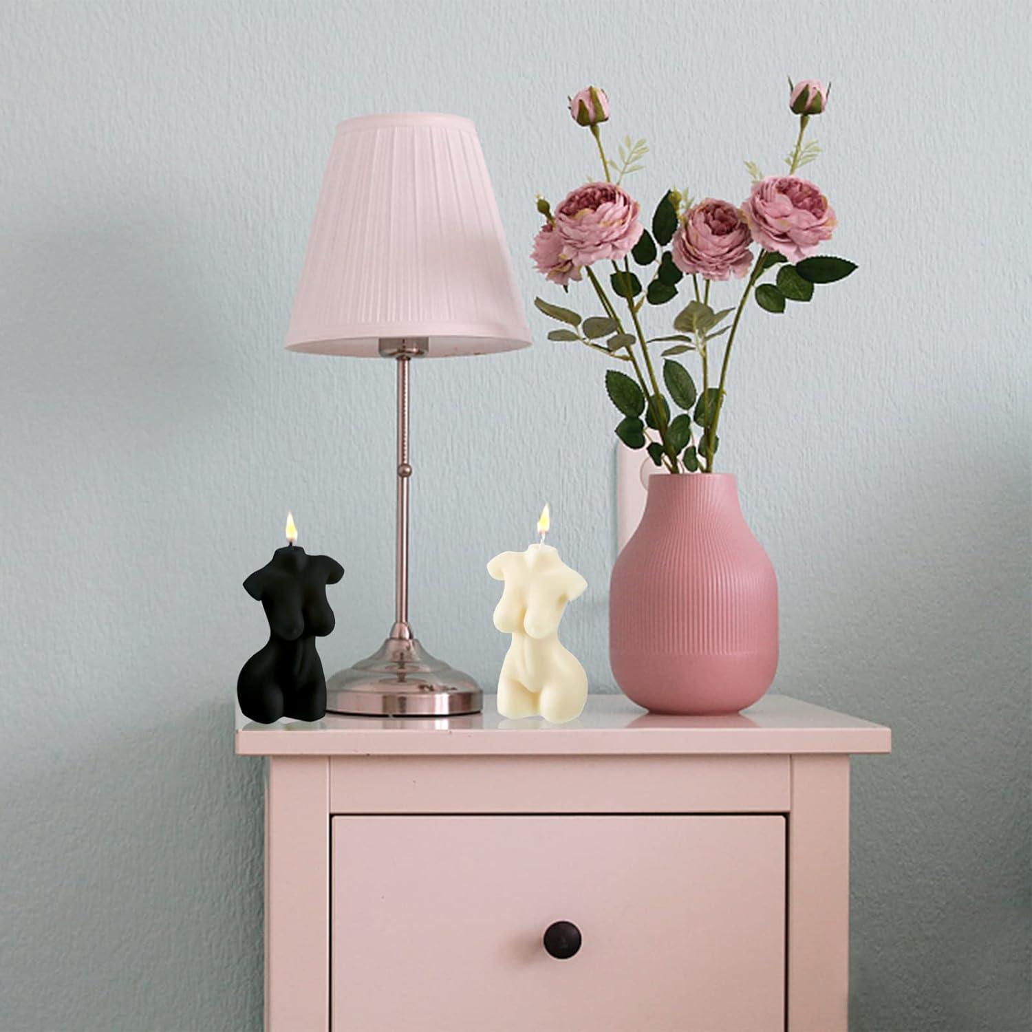 2 Velas Decorativas Cuerpo Femenino Itechpanda Blanco Negro