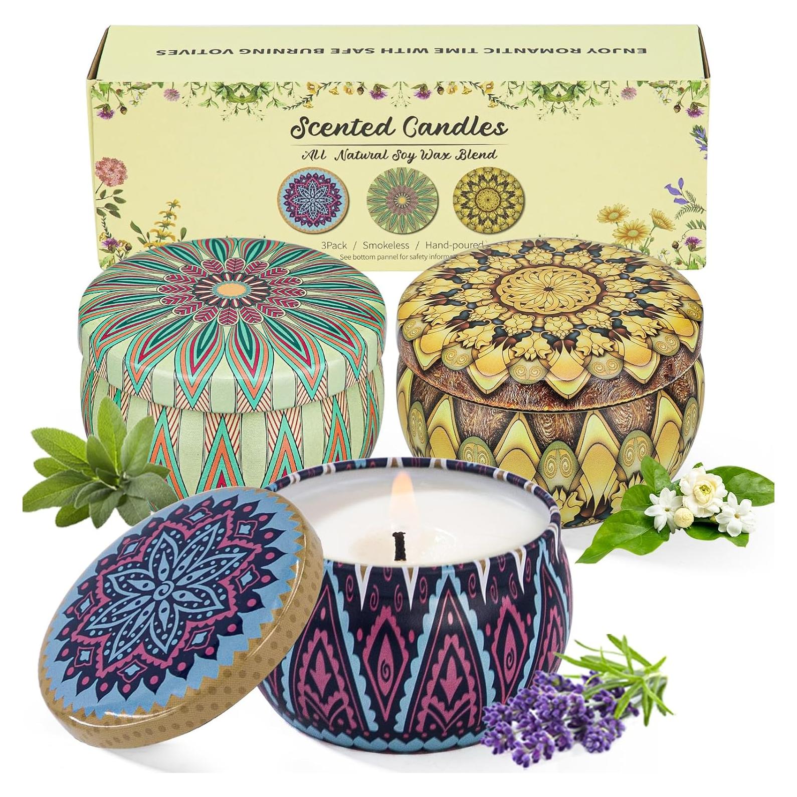 Juego de 3 Velas Aromáticas JGXLQ 70 g cada una