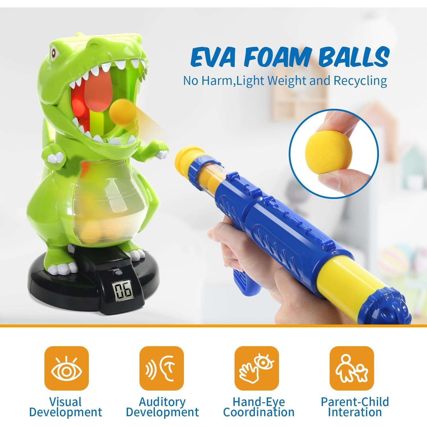 Juguete de Disparo Dinosaurio EagleStone con LCD y 24 Pelotas