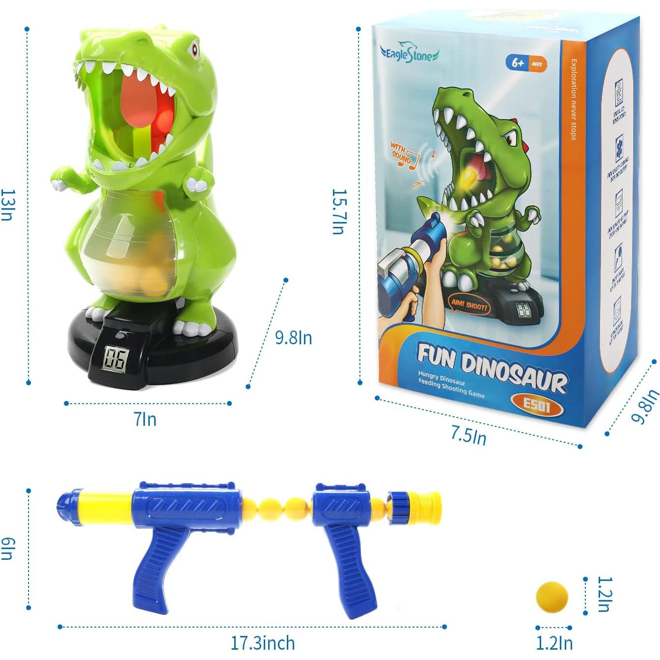 Juguete de Disparo Dinosaurio EagleStone con LCD y 24 Pelotas
