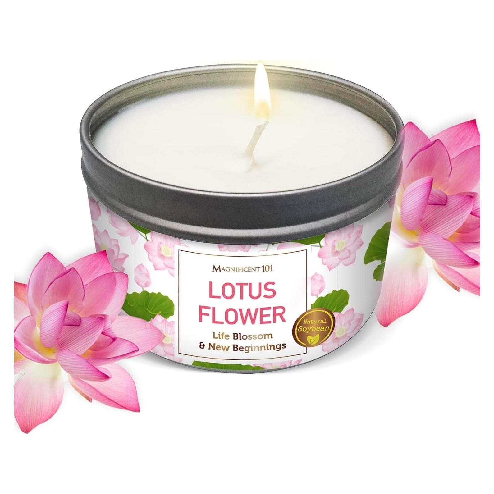 Vela Aromática de Loto Magnífico 101 - 170g, 35h Quema