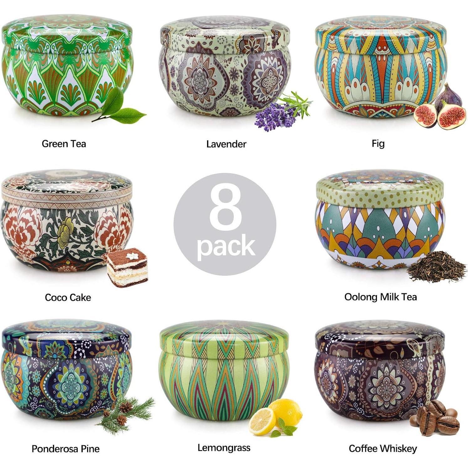 Juego de 8 Velas Aromáticas DRISCOLL Aromaterapia 160H