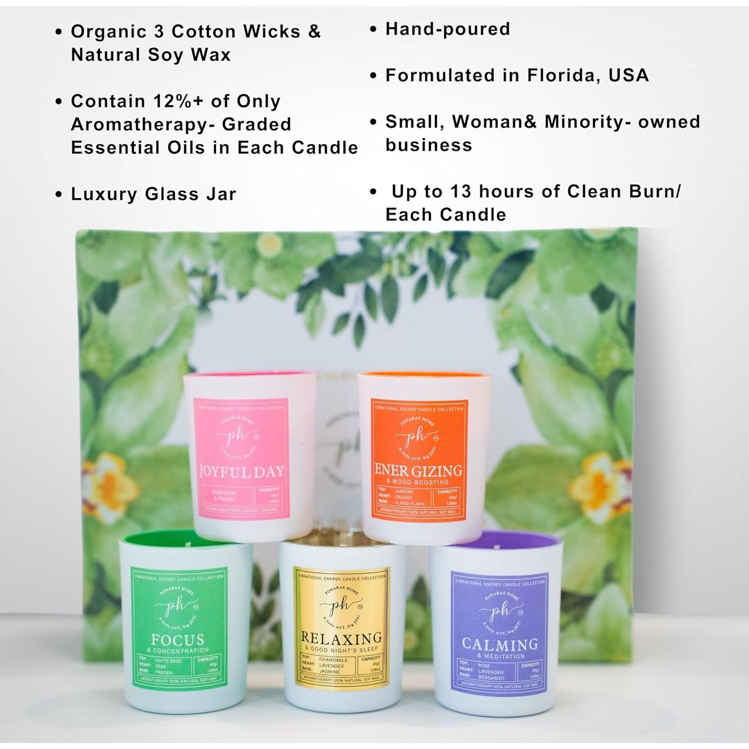 Set de 5 Velas Aromáticas Podaras Home 45g - Energía Positiva