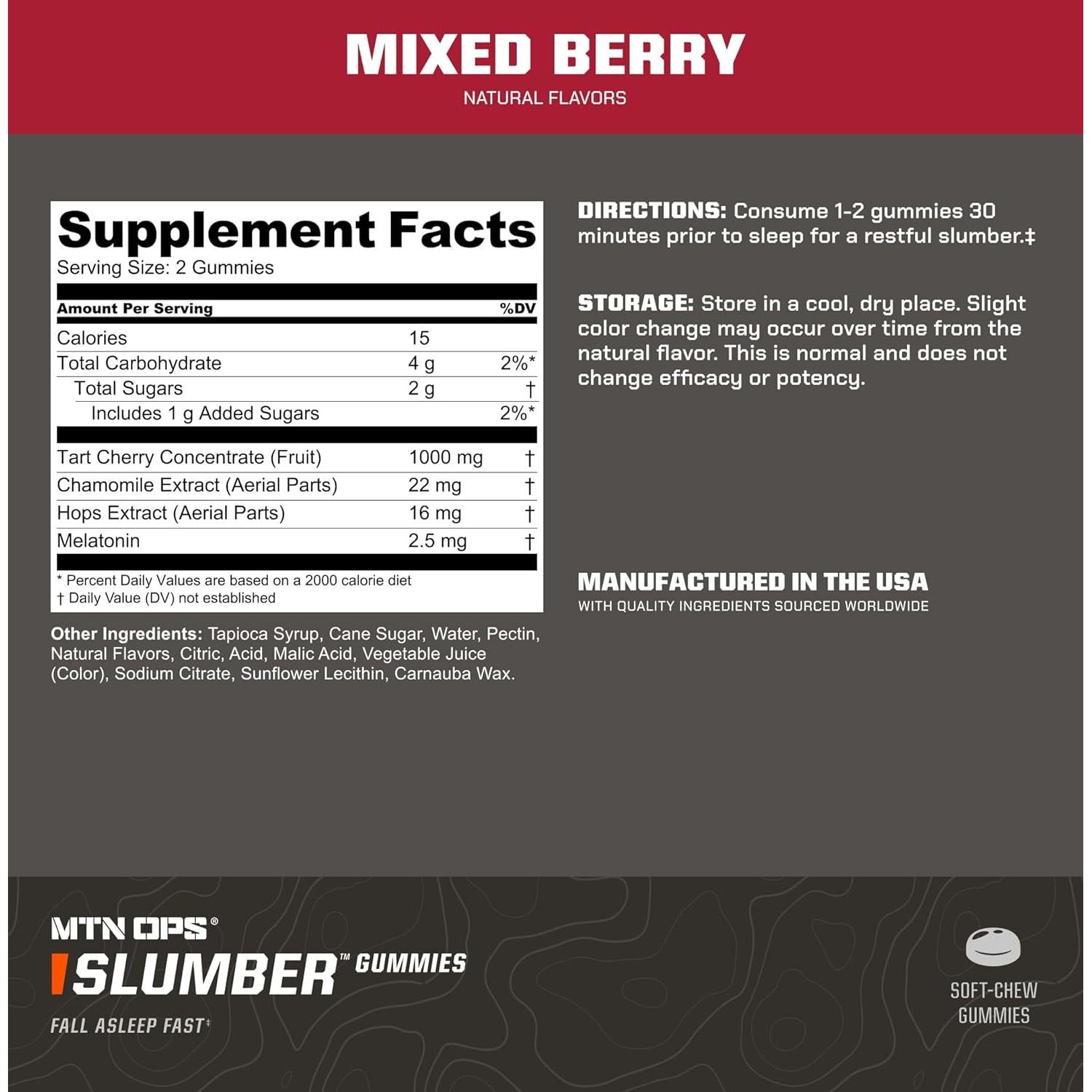 Gomas para Dormir MTN OPS Slumber 120 Gomas Melatonina