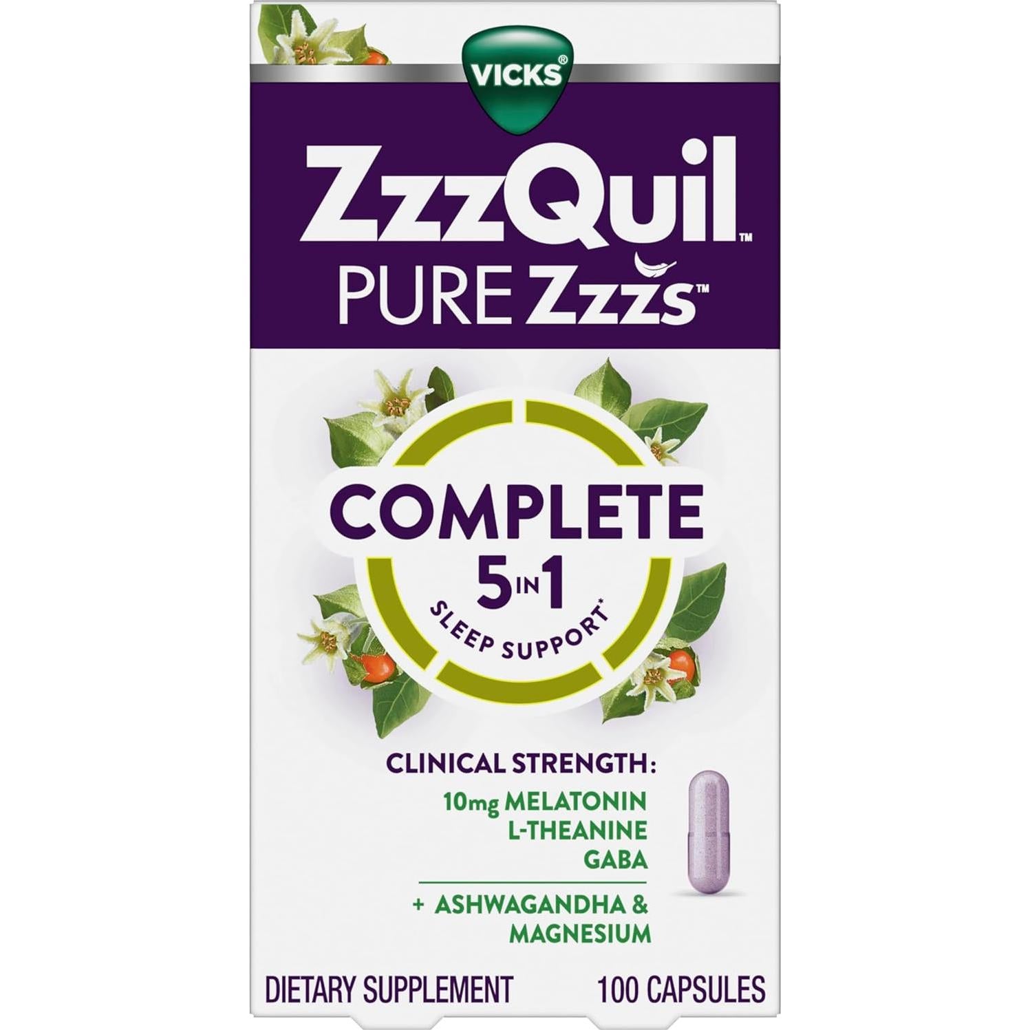ZzzQuil Sueño Completo 10mg Melatonina 100 Cápsulas