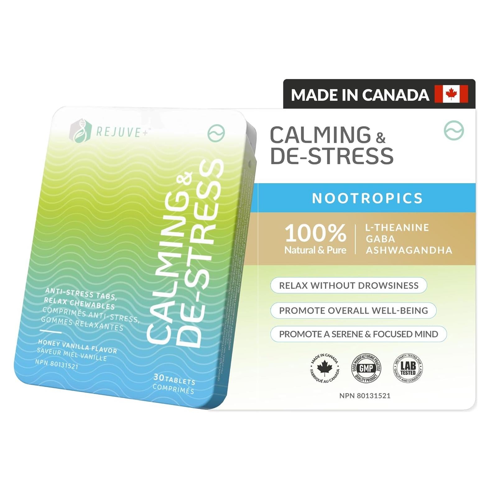 Suplemento Nootrópico Calm & Destress Rejuve+ 30 Tabletas