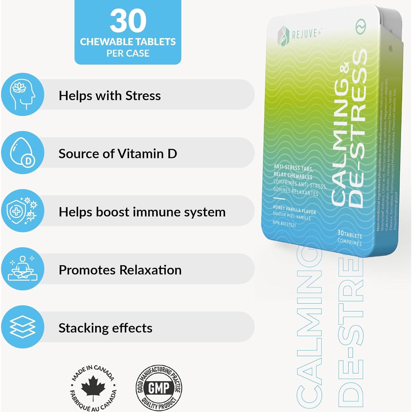 Suplemento Nootrópico Calm & Destress Rejuve+ 30 Tabletas