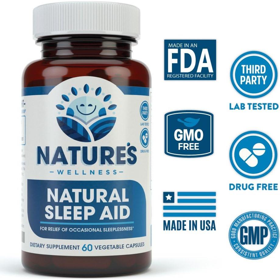 Suplemento Natural para el Sueño Nature's Wellness 60 Veg