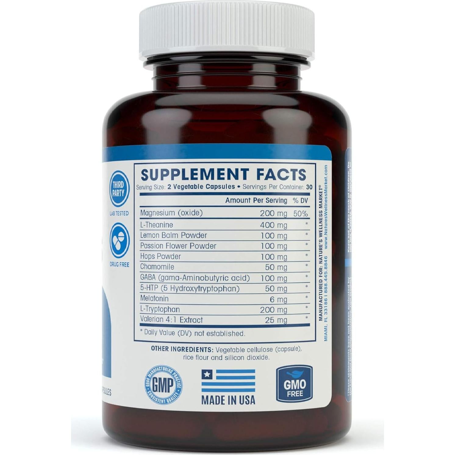 Suplemento Natural para el Sueño Nature's Wellness 60 Veg