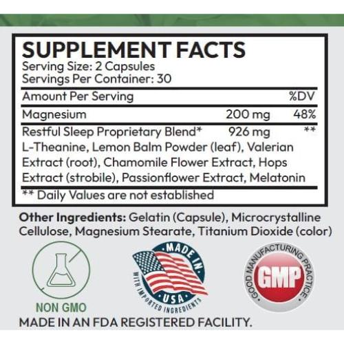 Suplemento para Dormir Ground Level 200mg Magnesio y Melatonina