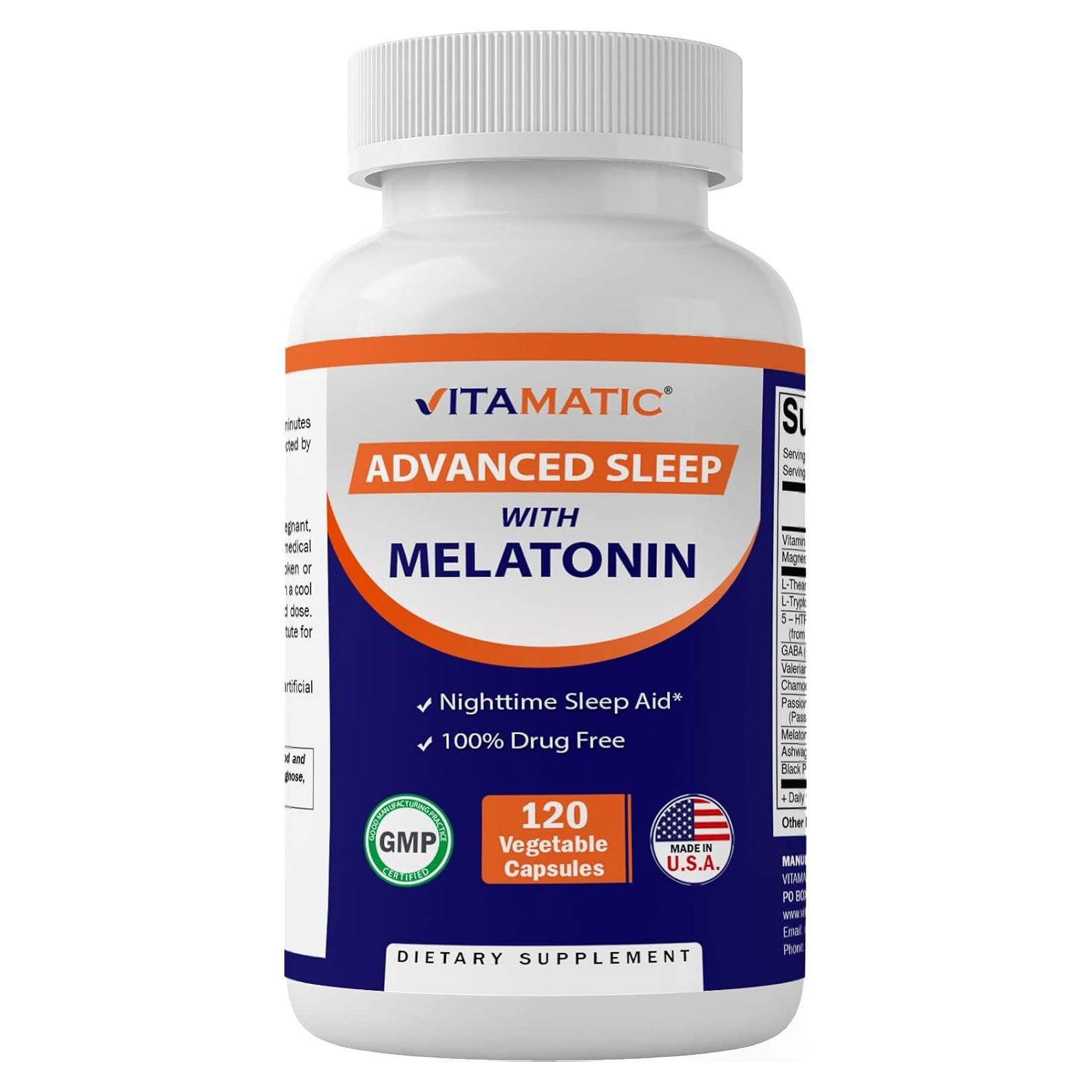 Vitamatic Suplemento para Dormir con Melatonina 120 Cápsulas