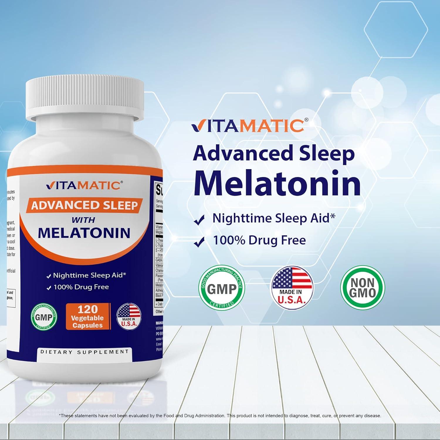 Vitamatic Suplemento para Dormir con Melatonina 120 Cápsulas