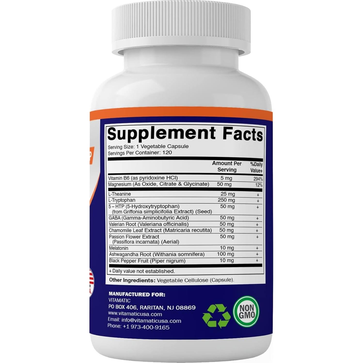 Vitamatic Suplemento para Dormir con Melatonina 120 Cápsulas