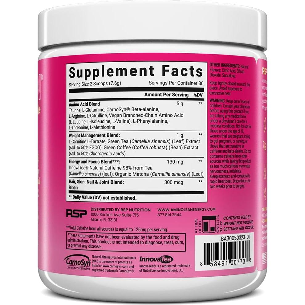 AminoLean Pre Workout RSP Nutrition 30 Porciones Vegano