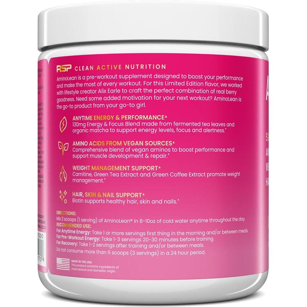 AminoLean Pre Workout RSP Nutrition 30 Porciones Vegano