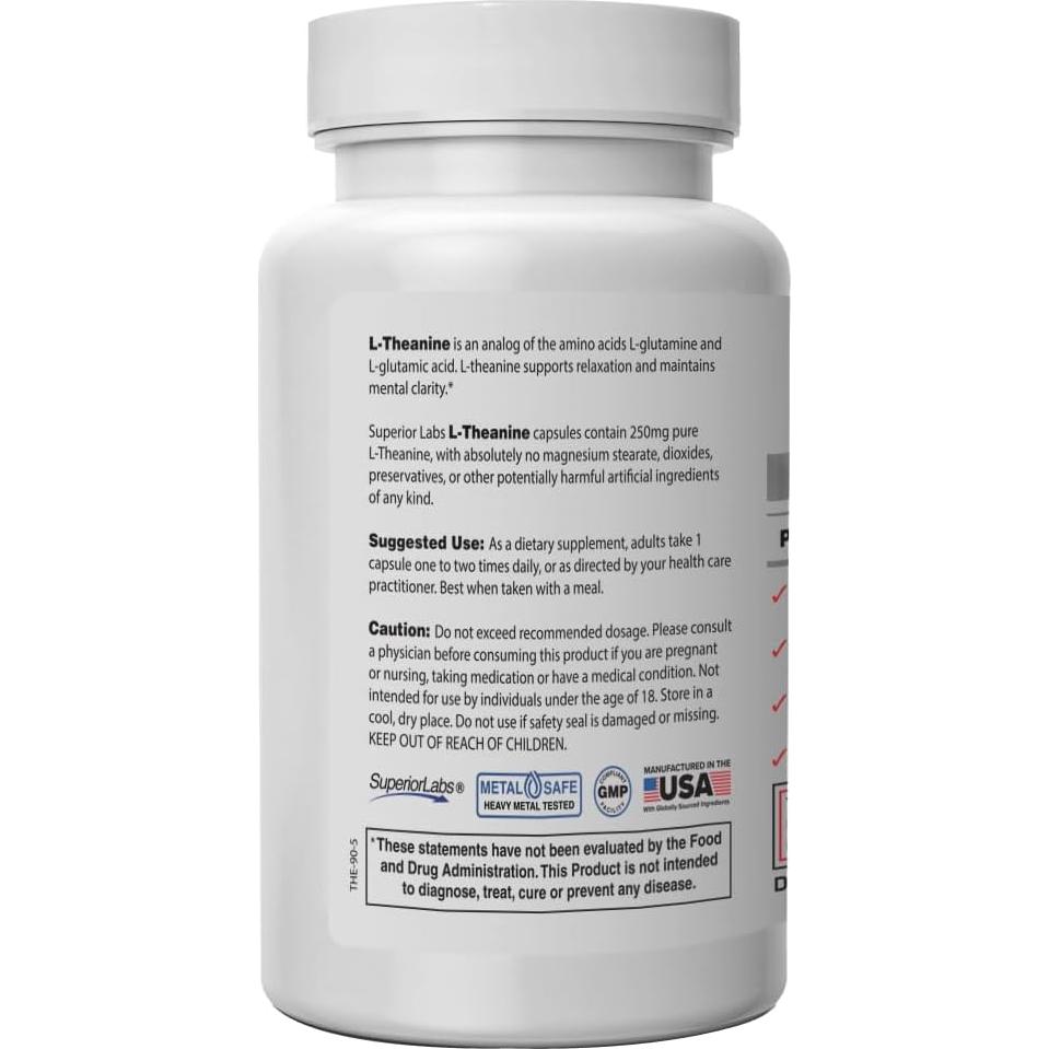 L-Theanine 250mg Superior Labs - 90 Cápsulas Vegetales