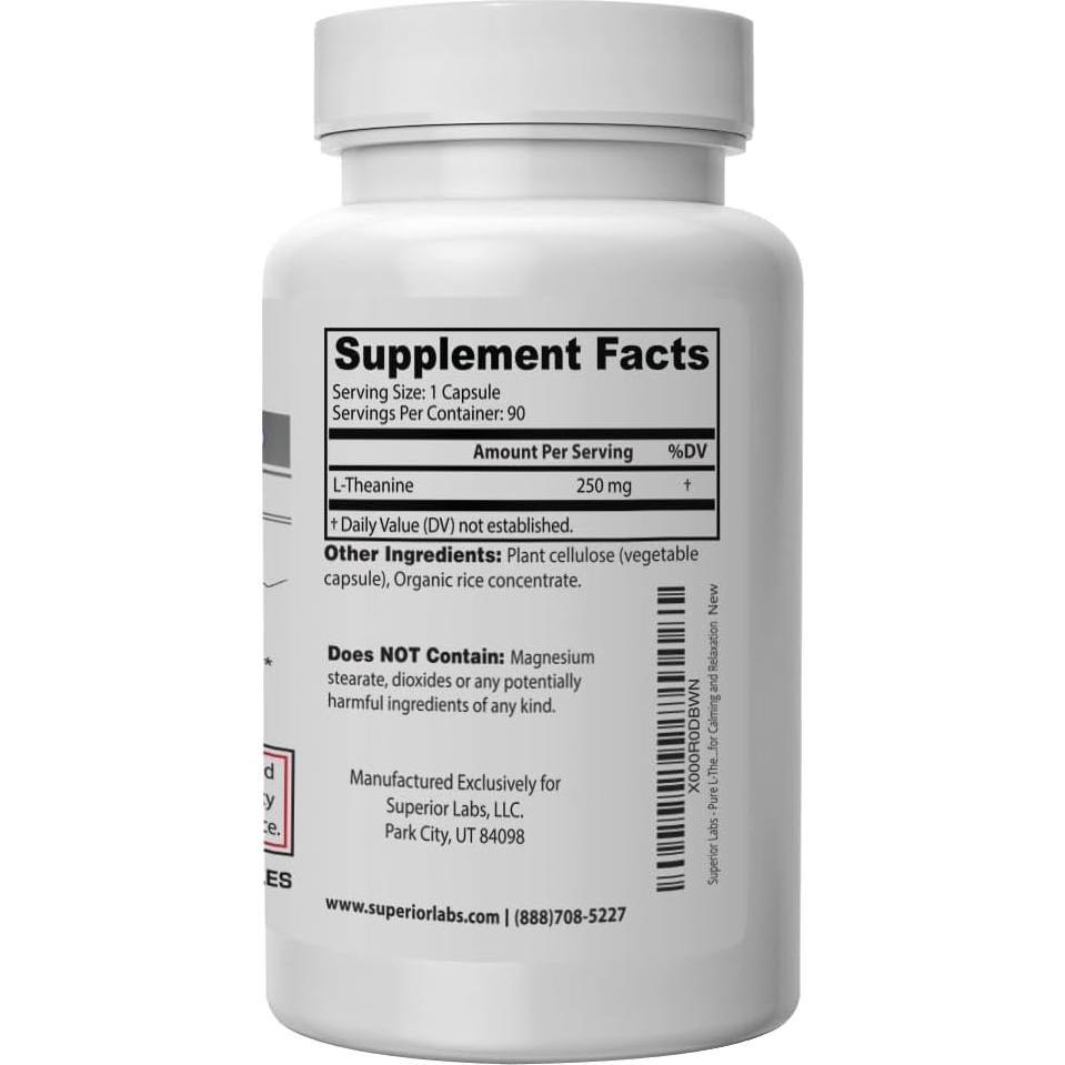 L-Theanine 250mg Superior Labs - 90 Cápsulas Vegetales