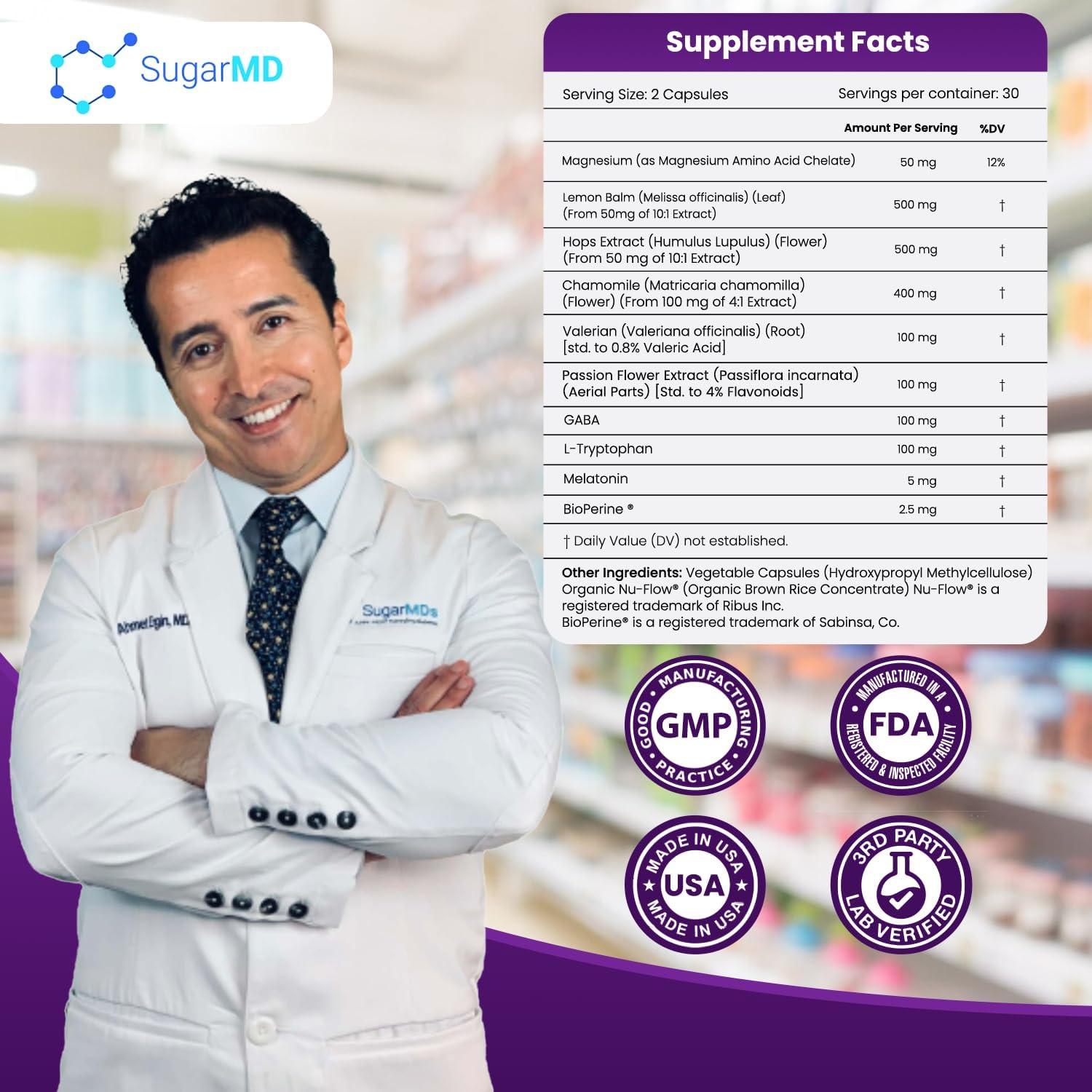 Suplemento para Dormir SugarMD - 60 Cápsulas Veganas