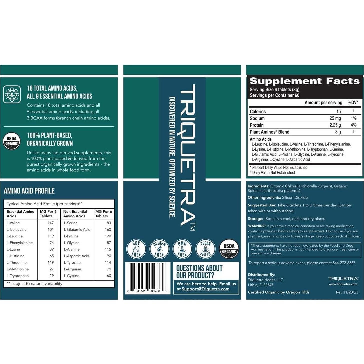 Aminos de Planta Triquetra Health 360 Tabletas Veganas