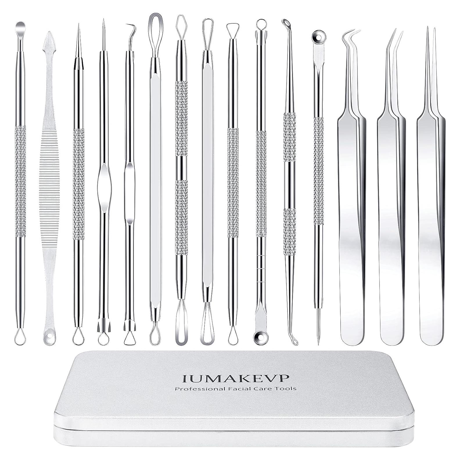Kit de Herramientas IUMAKEVP 15 PCS Acero Inoxidable para Acné