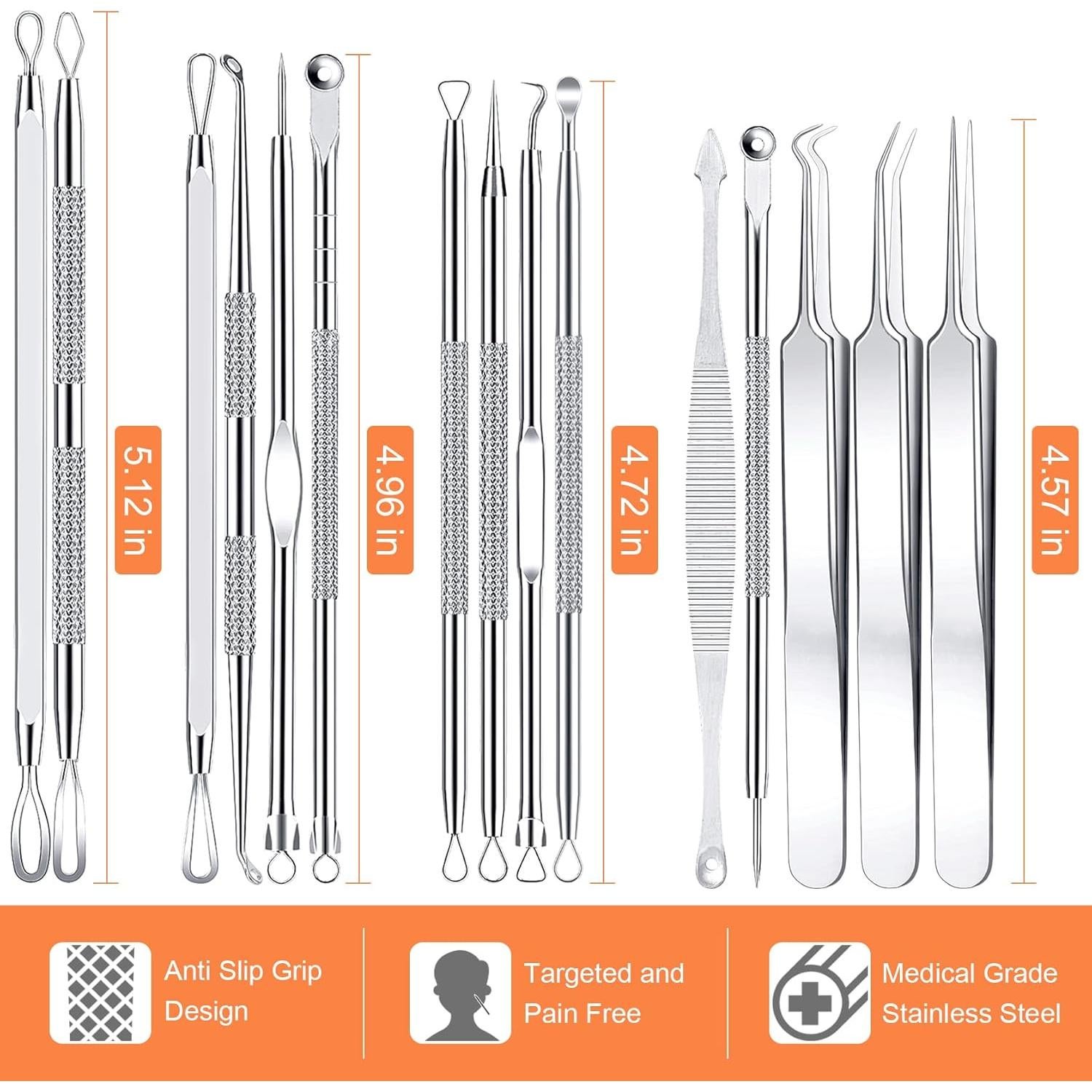 Kit de Herramientas IUMAKEVP 15 PCS Acero Inoxidable para Acné