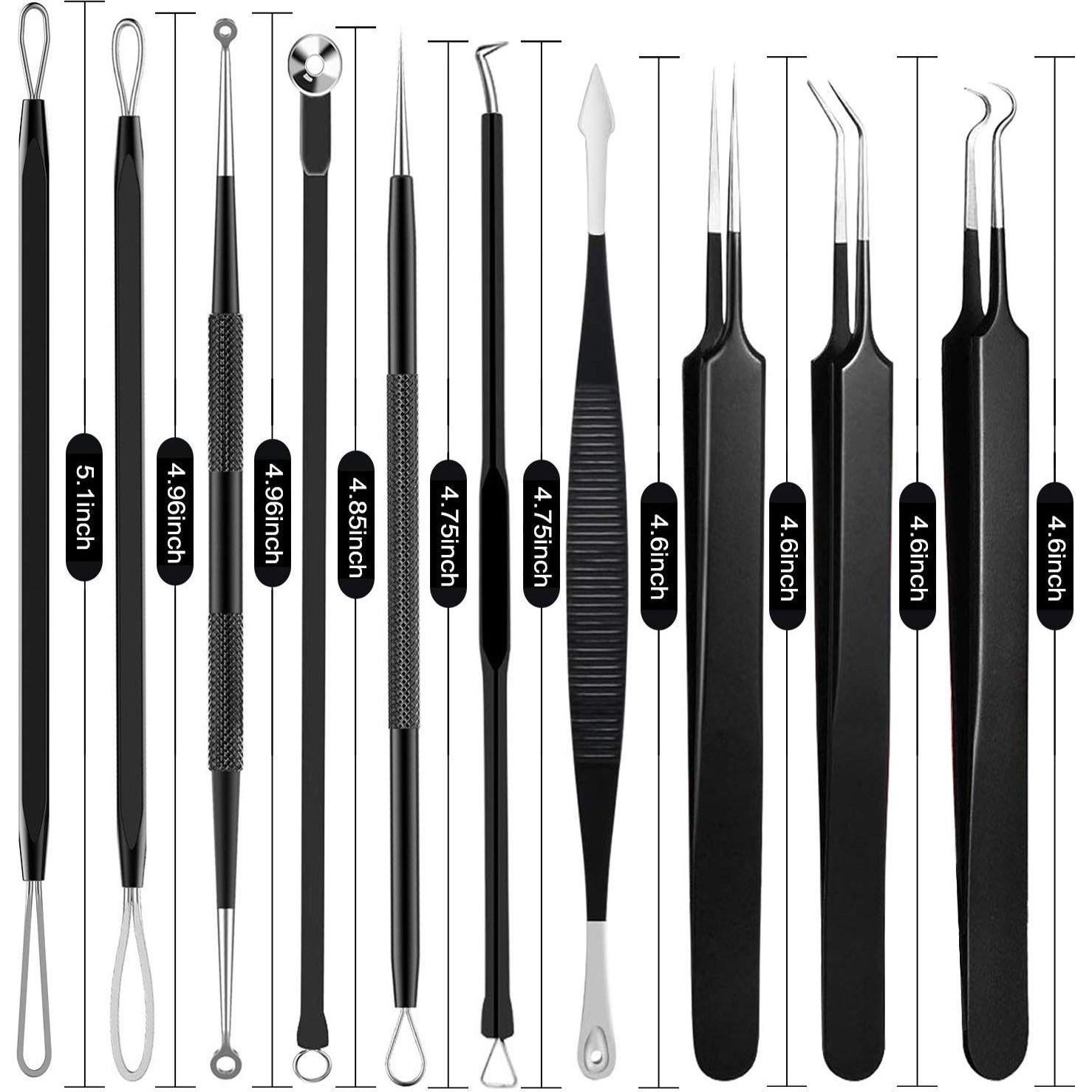 Kit de Herramientas para Espinillas Boxoyx 10 Piezas Negro