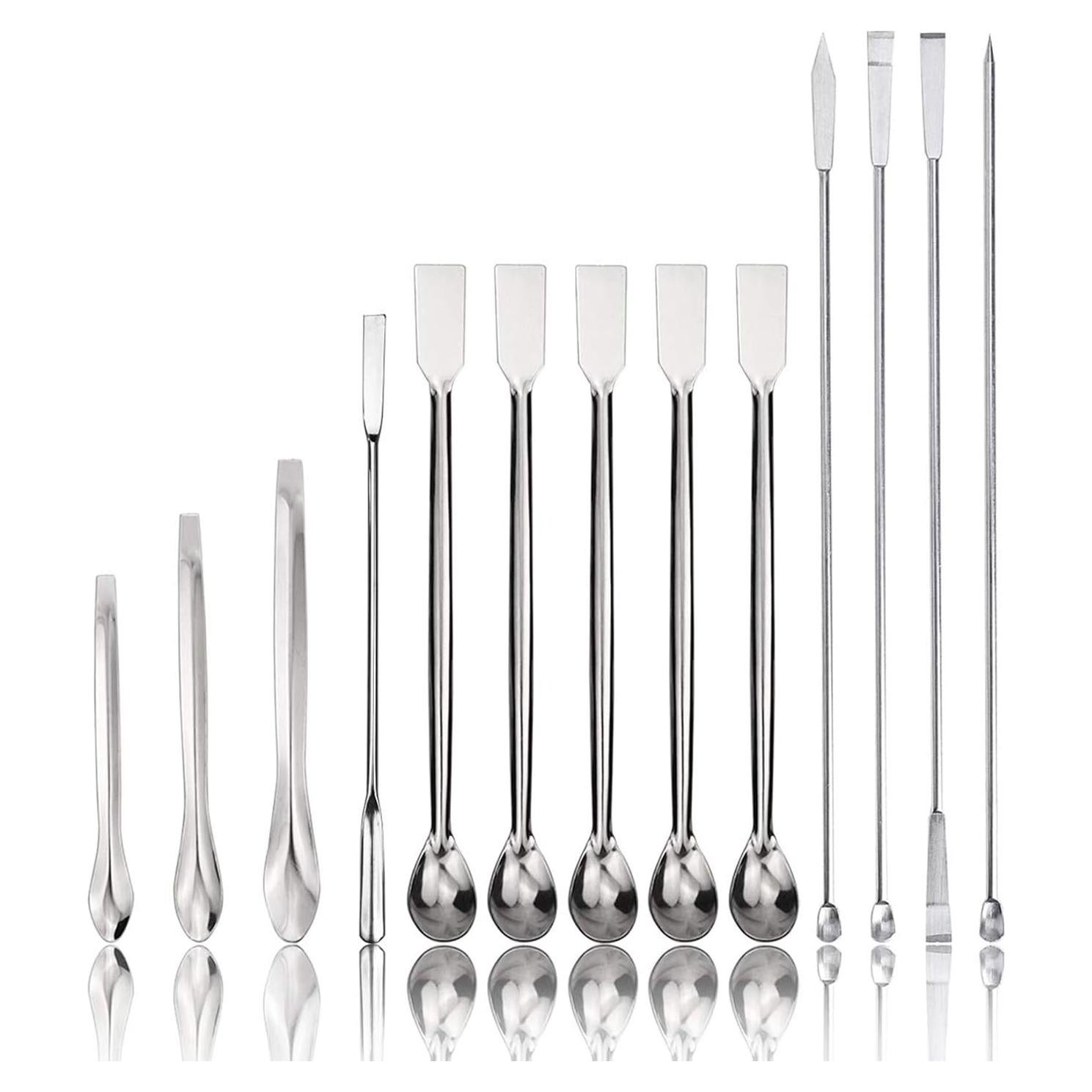 Juego de 15 Piezas de Espátula Acero Inoxidable Laboratorio