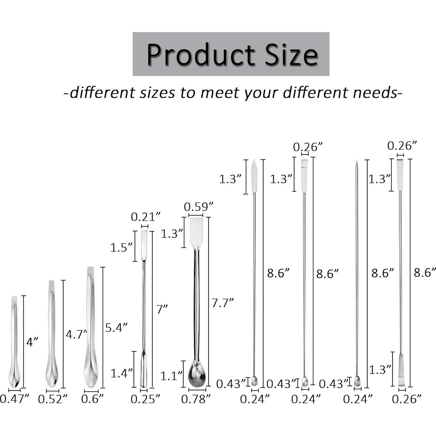 Juego de 15 Piezas de Espátula Acero Inoxidable Laboratorio