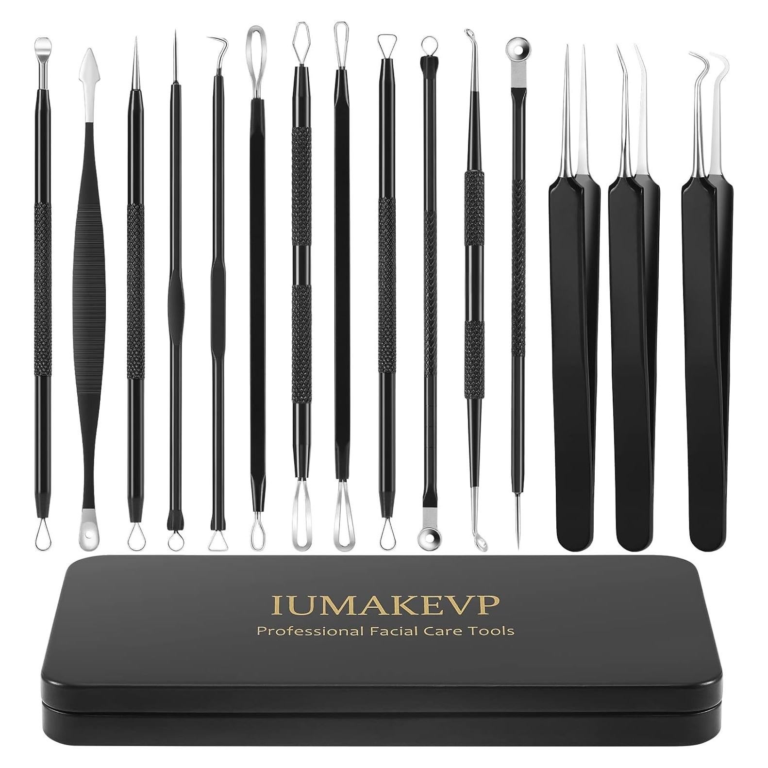 Kit de Herramientas IUMAKEVP 15 PCS Acero Inoxidable para Acné