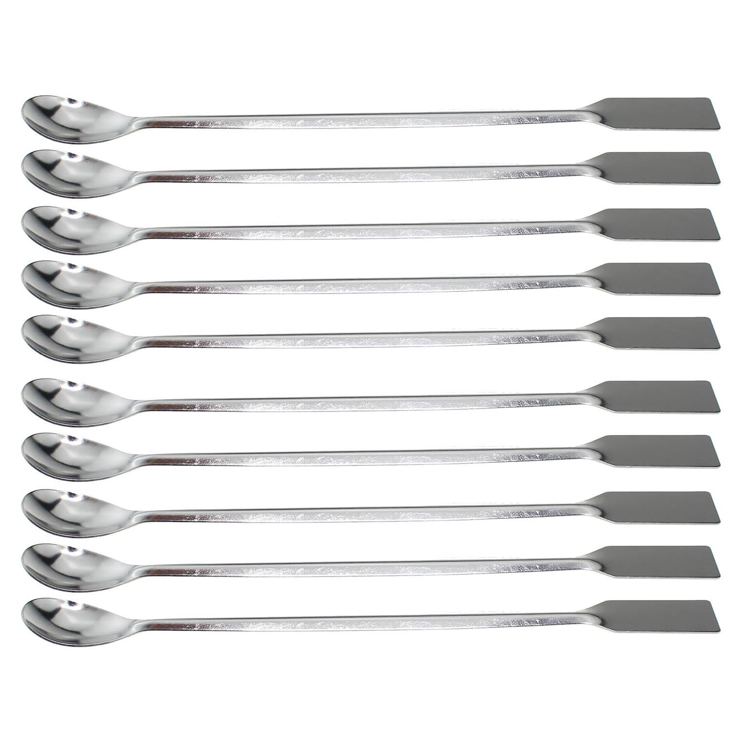 10PCS Cucharas de Muestreo Acero Inoxidable 19.5cm Laboratorio