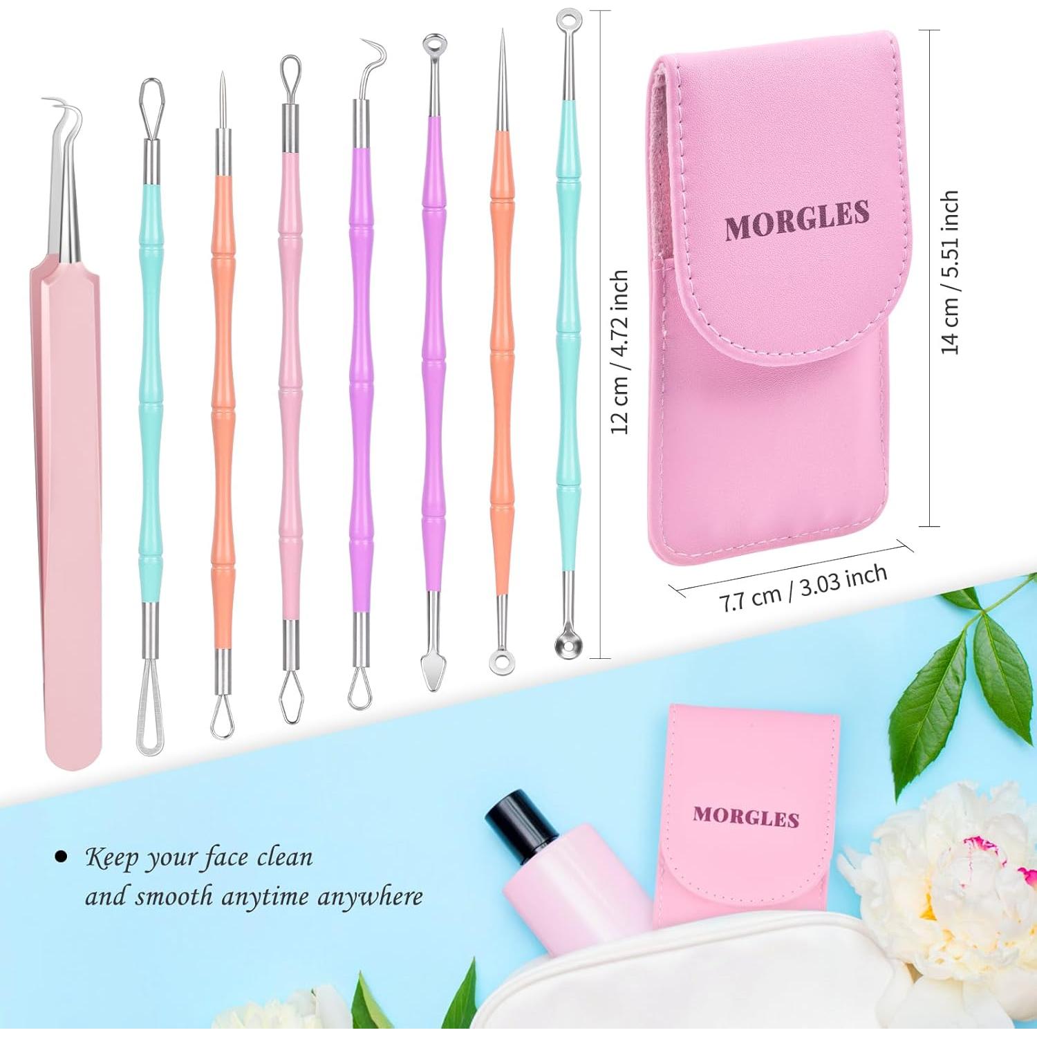 Kit de Extracción de Espinillas MORGLES 14 Piezas Acero Inoxidable