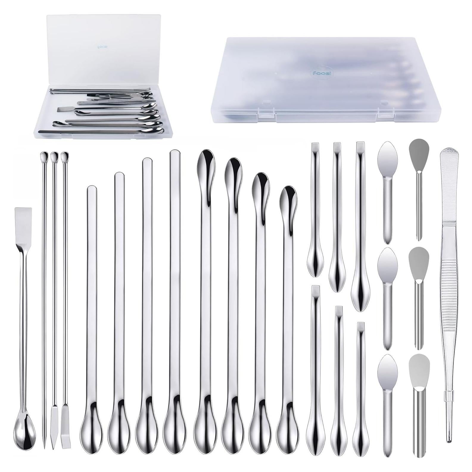 Juego de 25 Piezas Espátula Micro Cuchara Acero Inoxidable