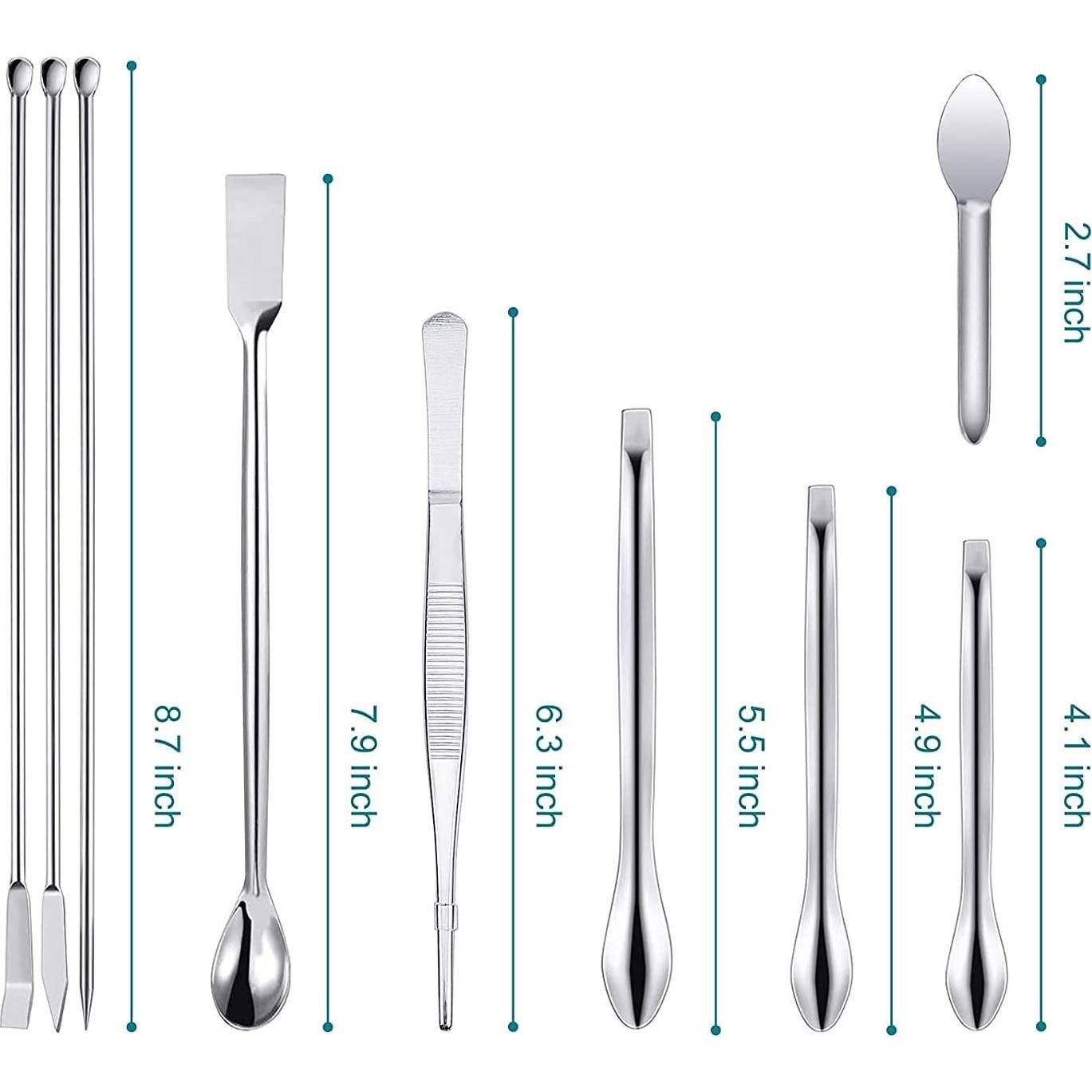 Juego de 25 Piezas Espátula Micro Cuchara Acero Inoxidable