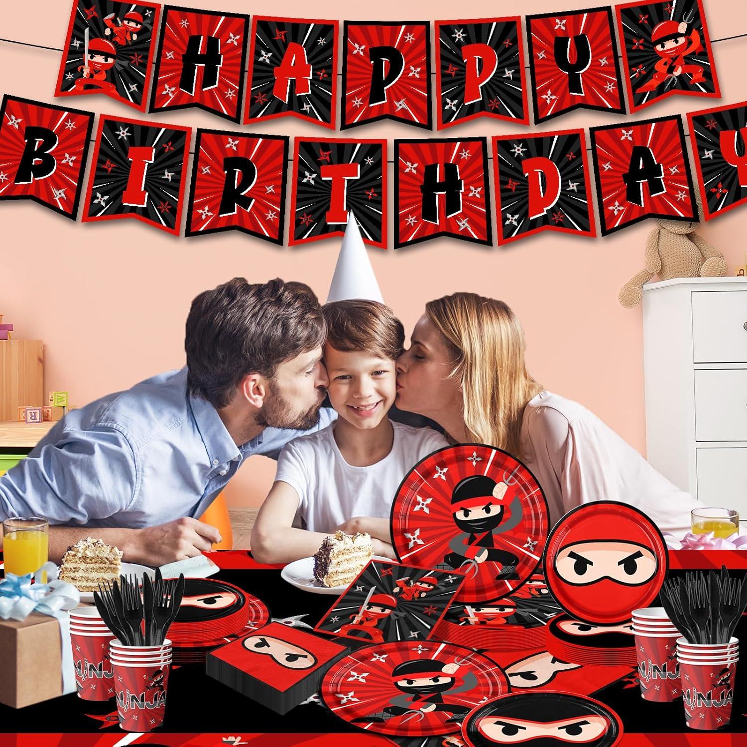 Juego de Decoración Fiesta Cumpleaños Ninja 142 Piezas