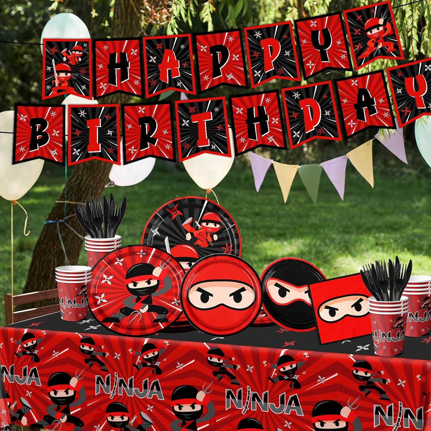 Juego de Decoración Fiesta Cumpleaños Ninja 142 Piezas