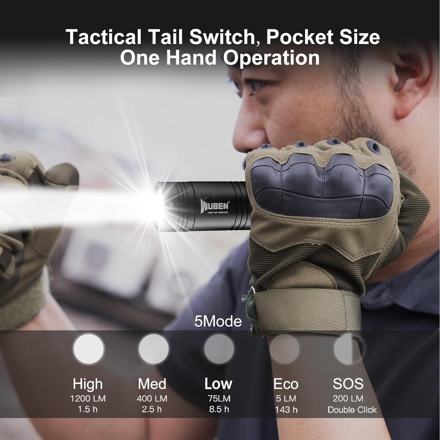 Linterna Recargable WUBEN L50 1200 Lúmenes IP68 EDC