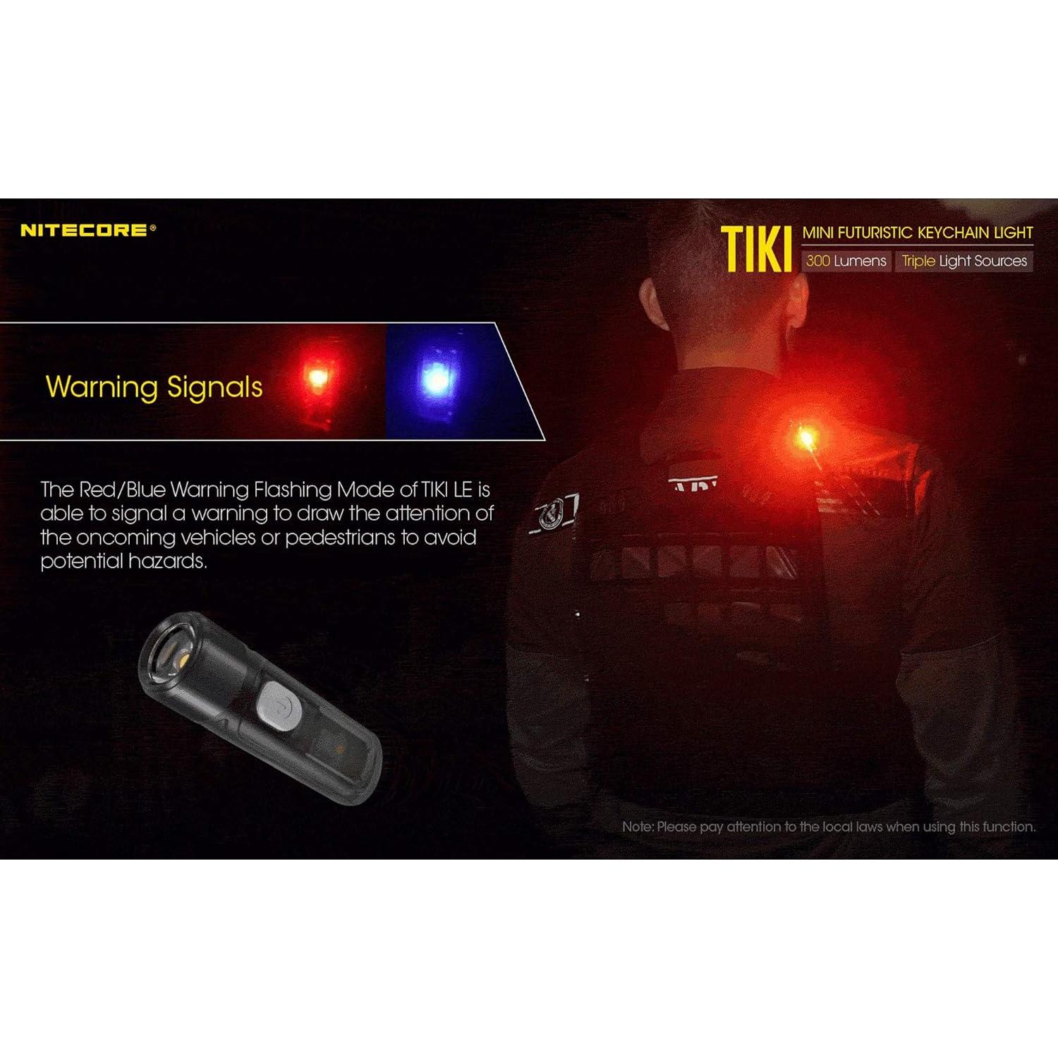 Linterna de Llavero Nitecore Tiki LE 300 Lúmenes USB-C Luz Roja y Azul