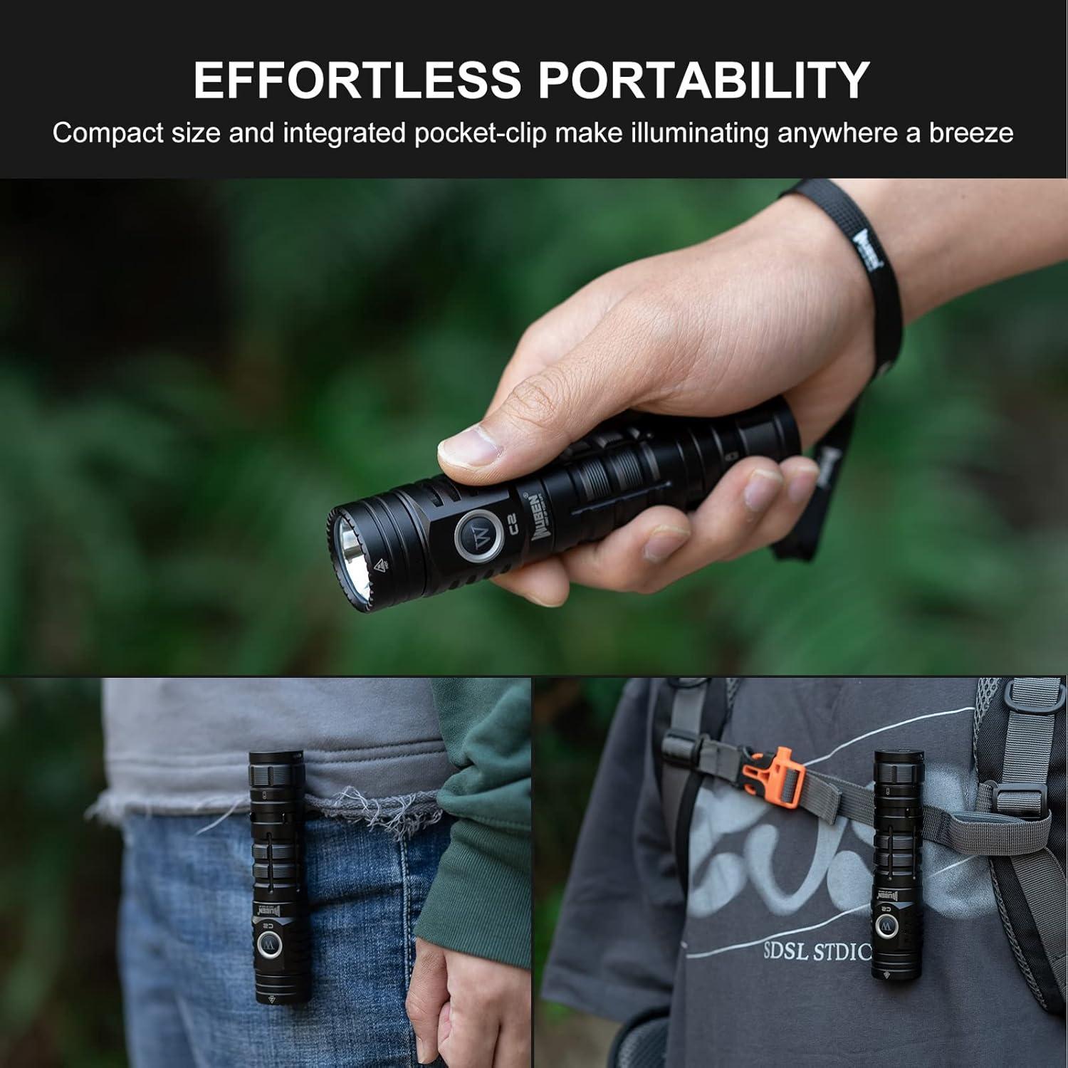 Linterna Recargable WUBEN C2 2000 Lúmenes LED Táctica IP68