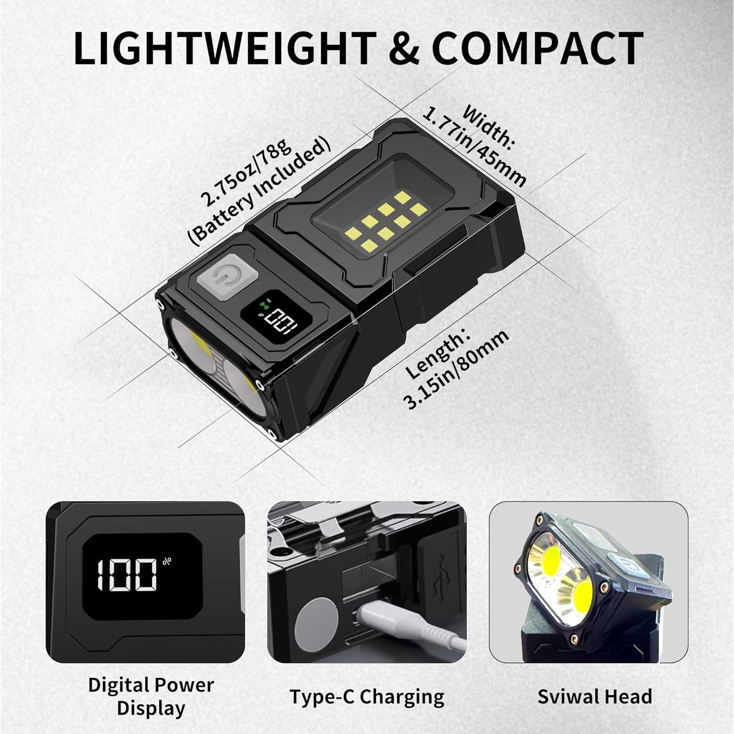 Linterna LED WARSUN DC08 Recargable 800 Lúmenes Magnética