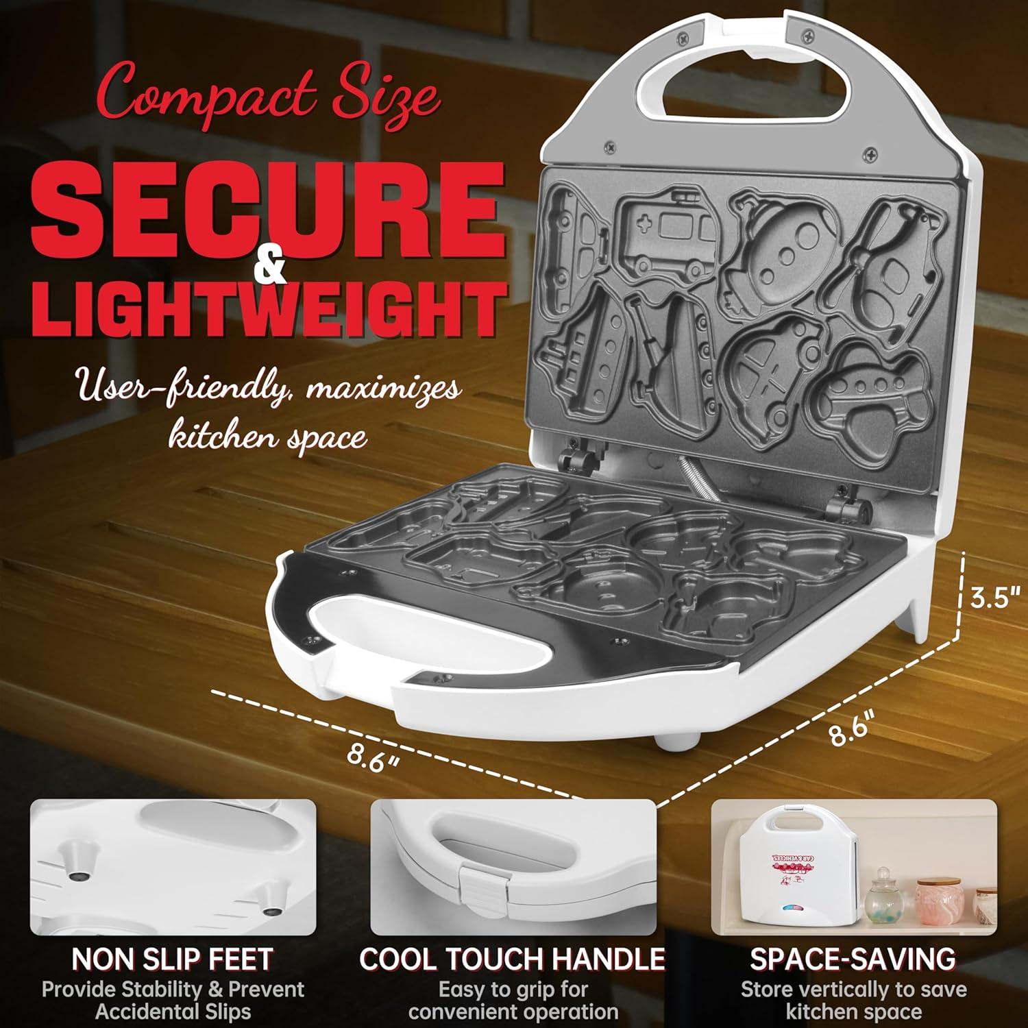 Mini Waffle Maker SugarWhisk Vehículos 8 Waffles Blancos