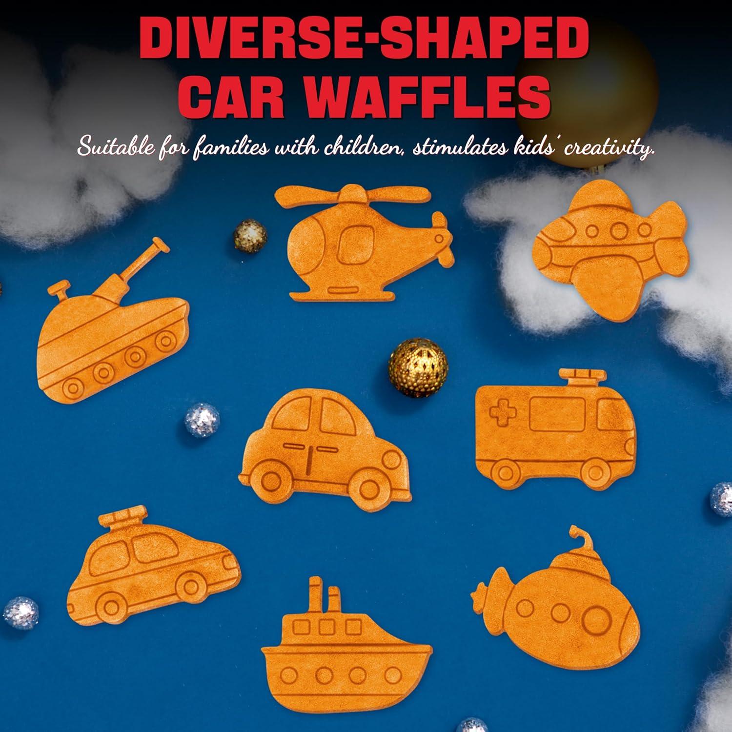 Mini Waffle Maker SugarWhisk Vehículos 8 Waffles Blancos