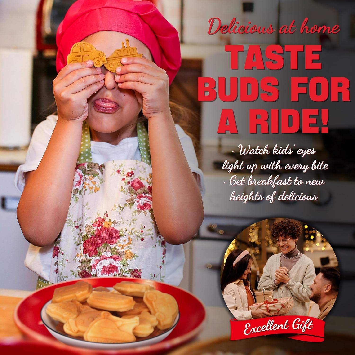 Mini Waffle Maker SugarWhisk Vehículos 8 Waffles Blancos