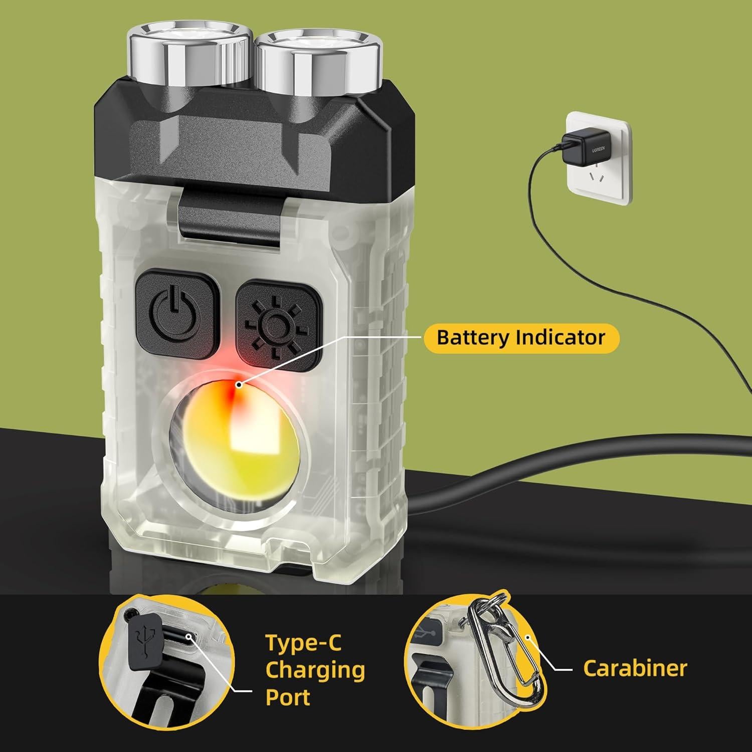 Linterna EDC Recargable CLAKAP 1200LM USB-C 11 Modos