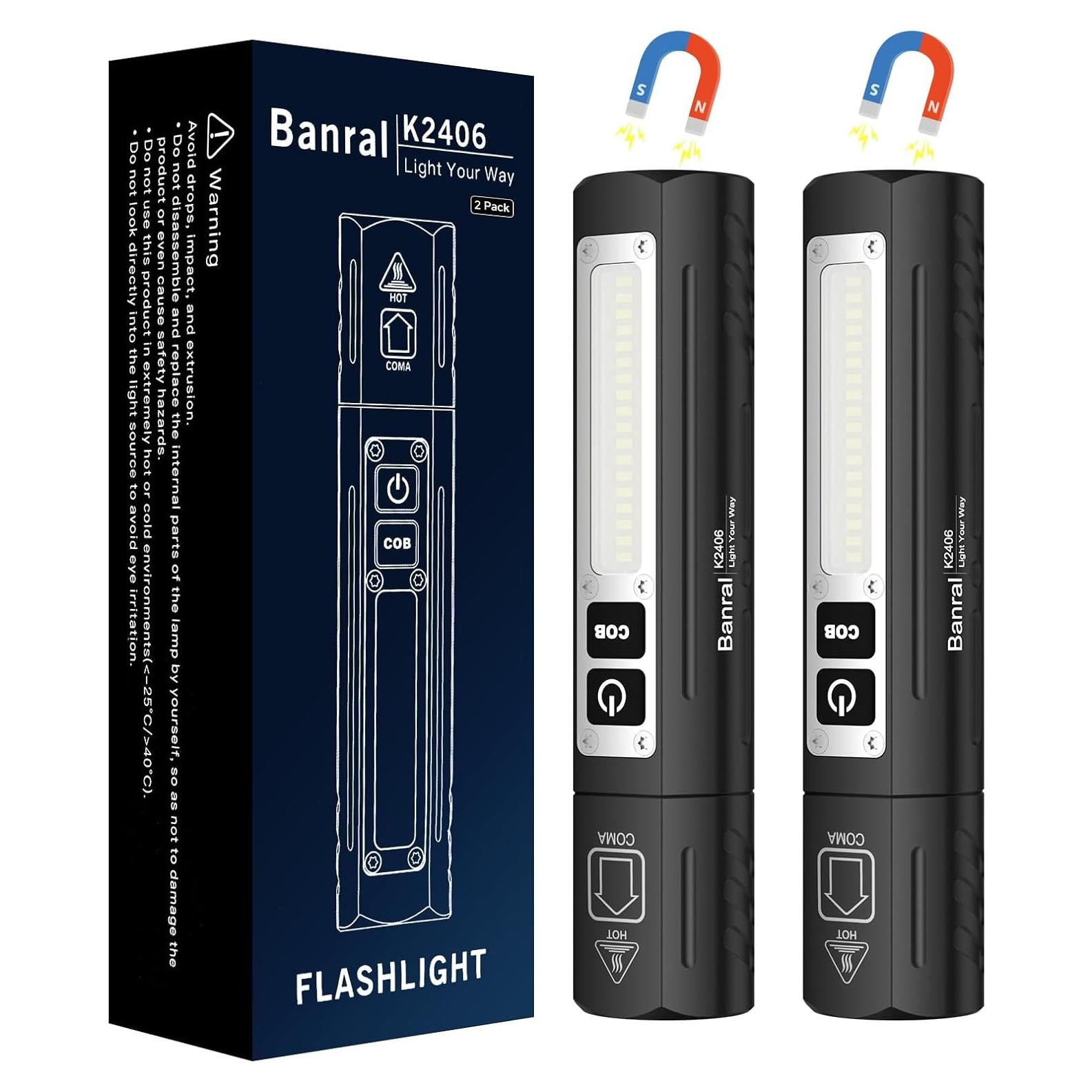 Linterna Táctica Recargable Banral K2406 LED 8 Modos Negra