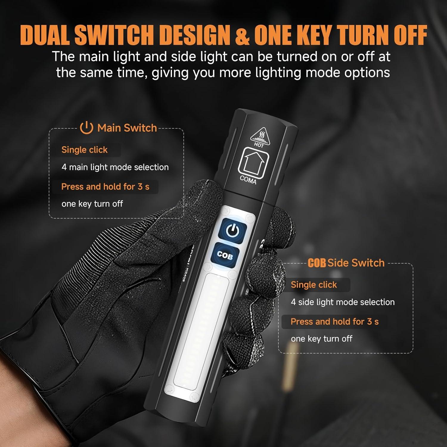 Linterna Táctica Recargable Banral K2406 LED 8 Modos Negra