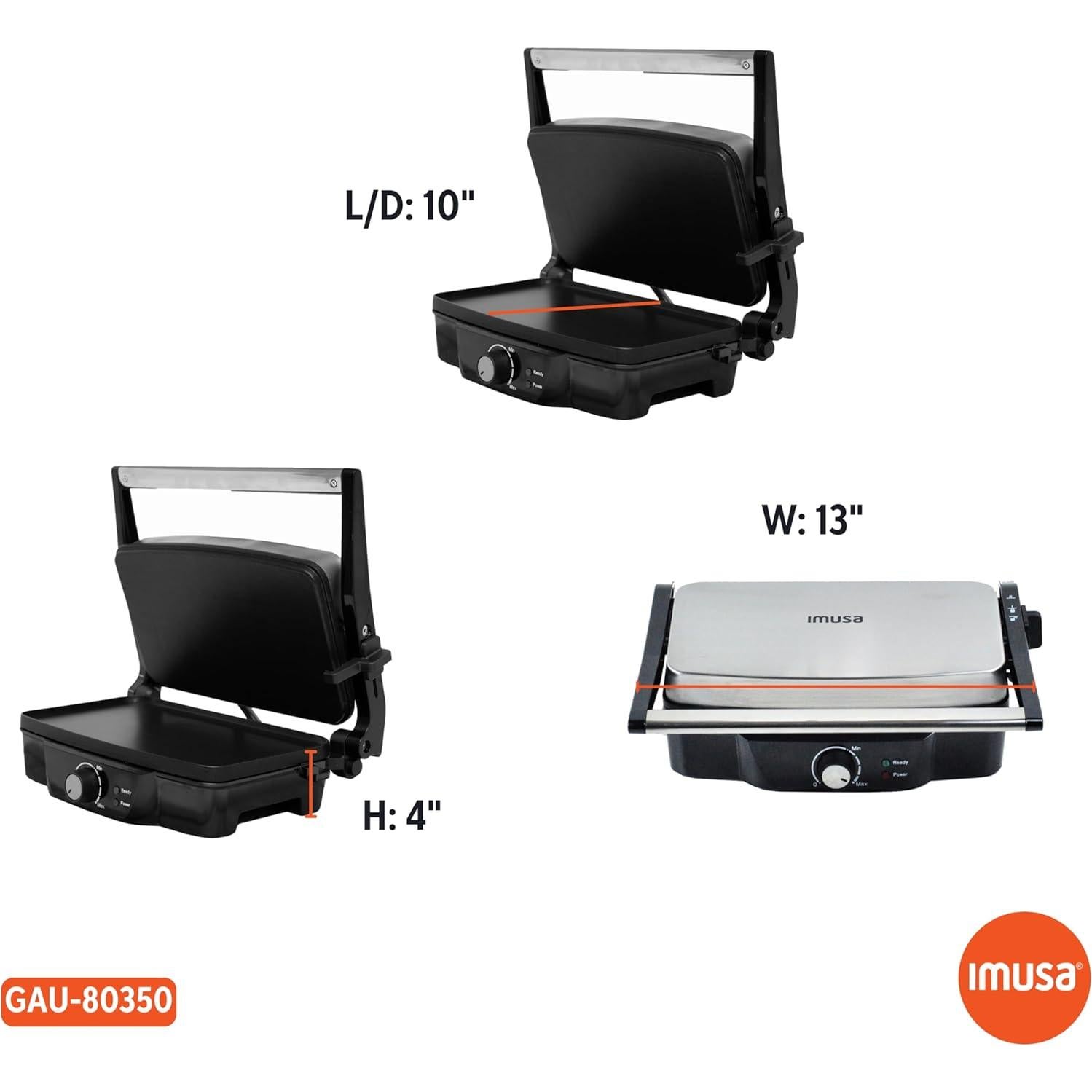 Prensa Panini Eléctrica IMUSA 1200W Acero Inoxidable