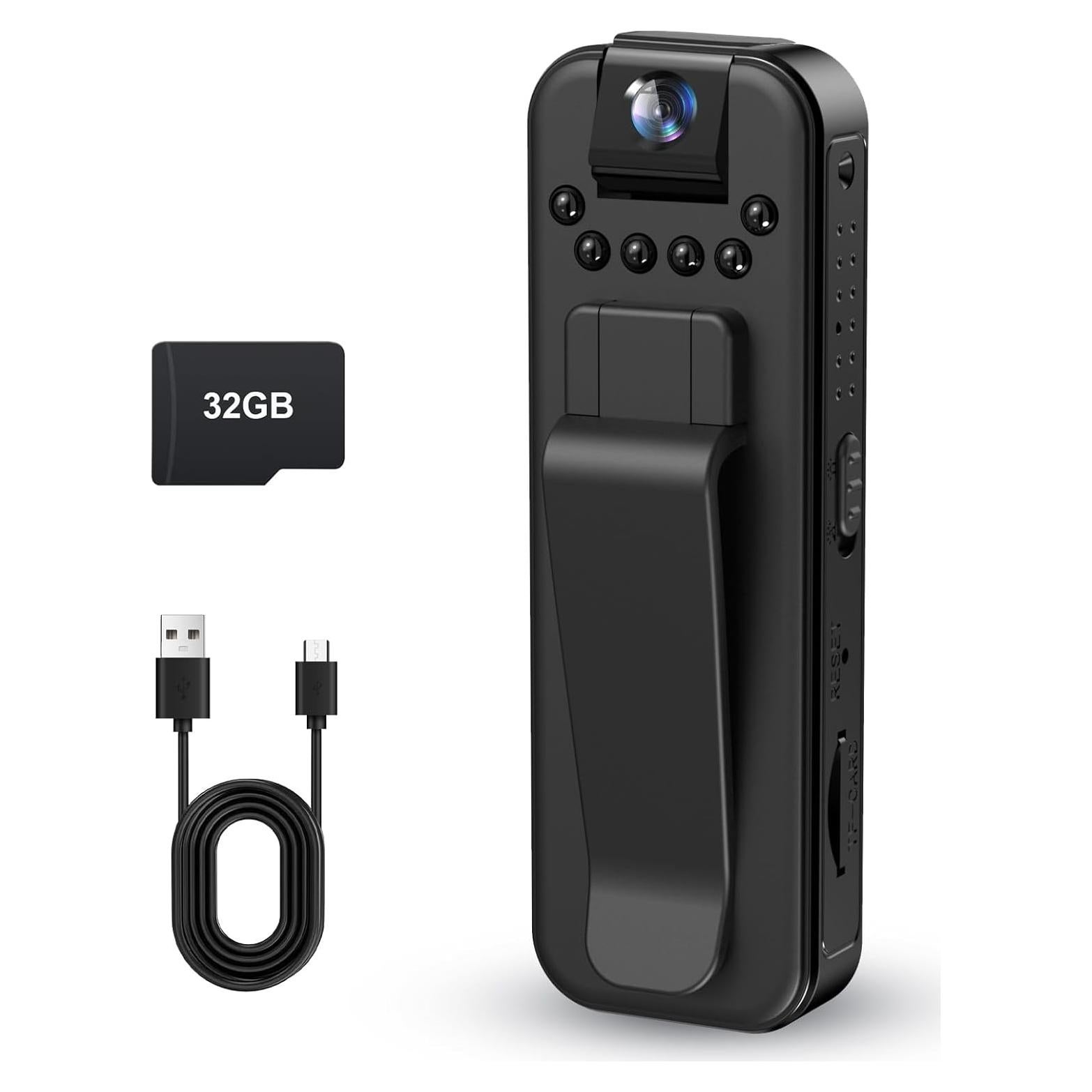 Mini Cámara Corporal 1080P HD con Visión Nocturna y 32GB